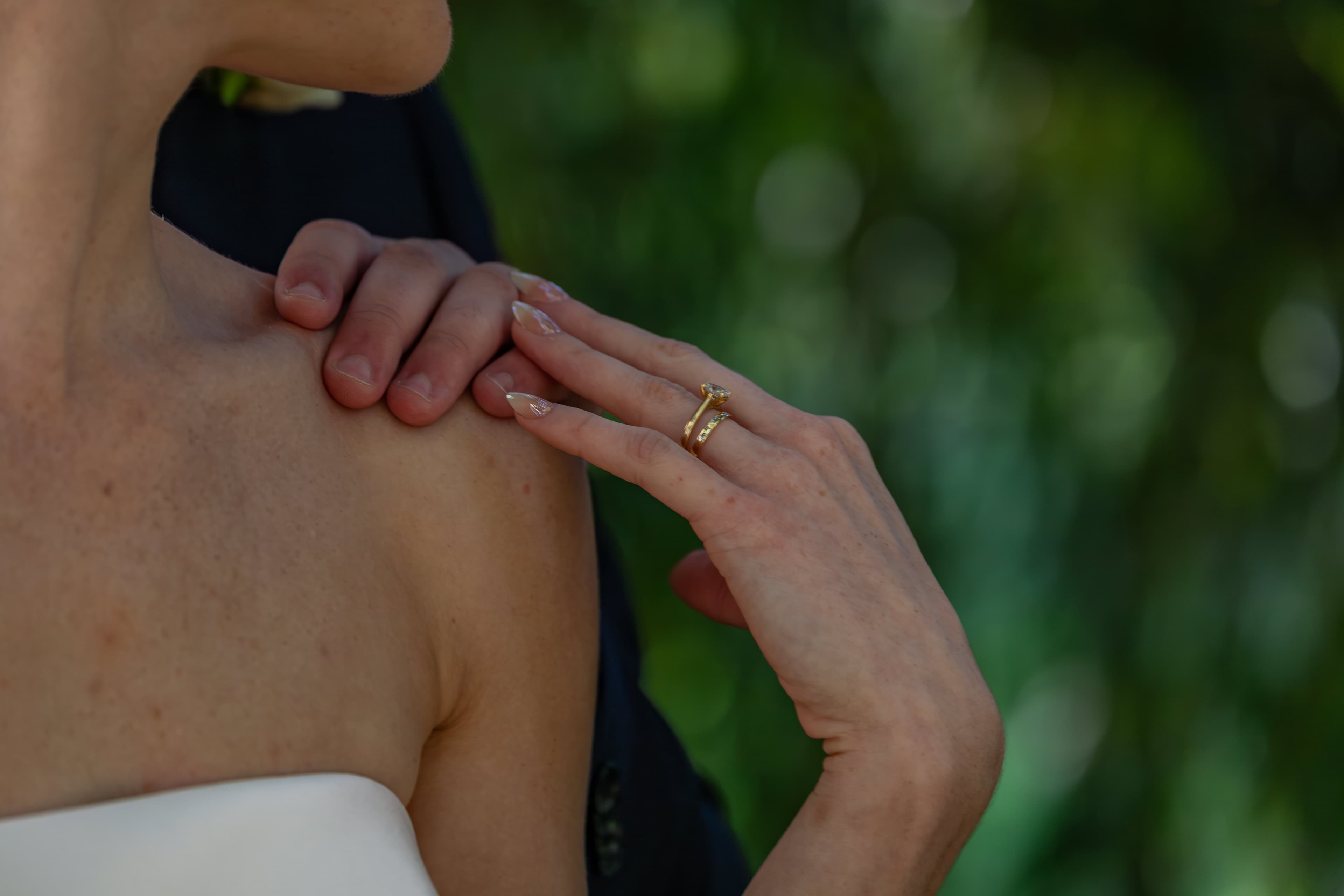 Wedding couple at golden hour